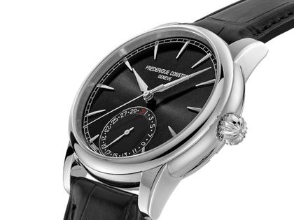 Frederique Constant Classic Date Manufacture Automatik Edelstahl 40mm schwarzes Zifferblatt schwarzes Lederband – Herrenuhren Uhr mit Datum aus Edelstahl und Leder. Das Gehäuse ist rund und silber. Das Lederarmband Kroko / Alligator ist schwarz. Das Zifferblatt ist ein Index in schwarz. – Ansicht 2