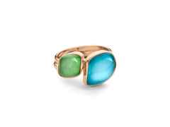 Bigli Mini Chloé Ring Roségold Türkis mit Blautopas und Brillant 0,020ct – Ringe Ring mit Besatz in roségold und aus 750 Rotgold. – Ansicht 2