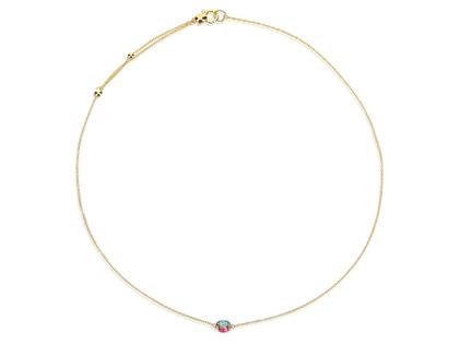 Nanis Dancing in the Rain Tourmalines Collier Gelbgold roter und grüner Turmalin – Halsschmuck Kette mit Anhänger aus 750 Gelbgold.