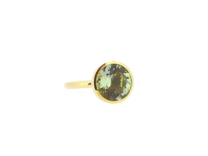Georg Spreng Ring Twiggy Gelbgold 12mm mit grünem Citrin 5,45ct – Ringe Ring mit Besatz aus 750 Gelbgold.
