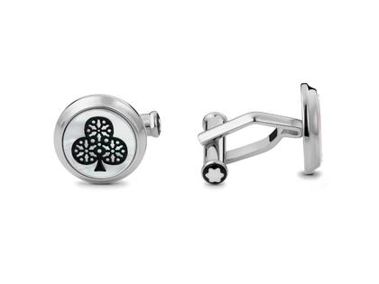 Montblanc Around the World in 80 Days "Ace of Club & Ace of Diamond" Manschettenknöpfe Edelstahl Perlmutt – Weitere Accessoires Manschettenknöpfe in silber und aus Edelstahl. – Ansicht 2