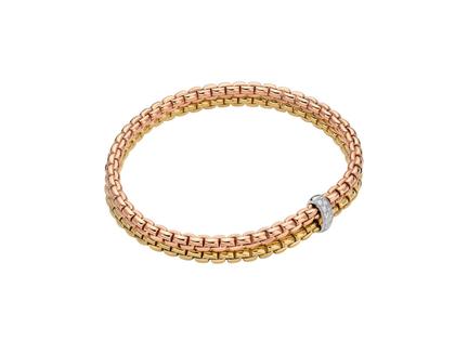 Fope Eka Flex'It   Armband zweireihig Roségold / Gelbgold 1 Weißgold-Ronde mit Brillanten 0,10ct M flexibel – Armschmuck Armband aus 750 Gelbgold, 750 Rotgold, 750 Weißgold und und .