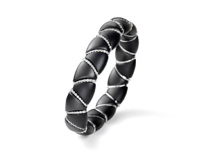 Silhouette Schmuck Keramik Flex Armband schwarz matt Weißgold mit Brillanten 1,40ct – Armschmuck Armband in schwarz und aus 750 Weißgold und Keramik.