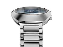 Rado DiaStar Original Automatik Ceramos 38 mm blau Edelstahlband – Herrenuhren Uhr mit Datum aus Edelstahl und Keramik. Das Gehäuse ist oval und silber. Das Edelstahlarmband ist silber. Das Zifferblatt ist ein Index in blau. – Ansicht 3