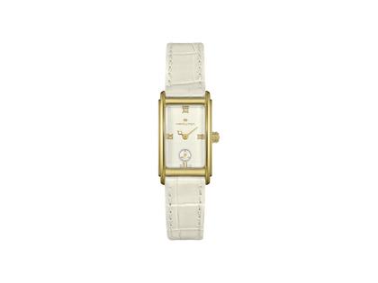 Hamilton Ardmore S Edition Janie Bryant Quarz Edelstehl PVD beschichtet cremefarben Lederband cremefarben – Damenuhren Uhr ohne Datum aus Edelstahl und PVD beschichtet. Das Armband ist ein Lederarmband. Der Zifferblatt ist ein Index.
