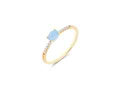 Nanis Dancing in the Rain Azure Ring Gelbgold Milky Aquamarin klein – Ringe Ring mit Besatz aus 750 Gelbgold. – Ansicht 3