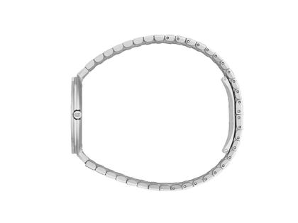 Gucci 25H Quarz Edelstahl 30mm silbernes Zifferblatt Metallband YA163501 – Damenuhren Uhr ohne Datum aus Edelstahl. Das Gehäuse ist rund und silber. Das Edelstahlarmband ist silber. Das Zifferblatt ist ohne Zeichen und silber. – Ansicht 3