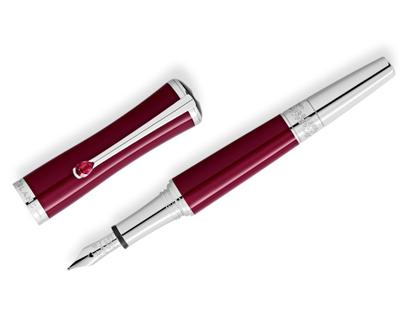 Montblanc Muses Maria Callas Special Edition Rubinrot Füllfederhalter M – Schreibgeräte Füllfederhalter in silber und aus 585 Gelbgold, Edelharz, platiniert und rhodiniert.