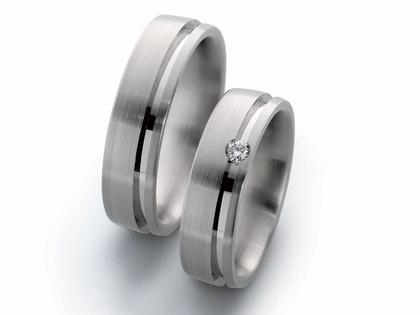 Eduard G. Fidel EGF  Trauringpaar Weißgold 6,0mm gewölbt mit Brillant 0,060ct – Ringe Trauring mit Besatz aus 750 Weißgold.