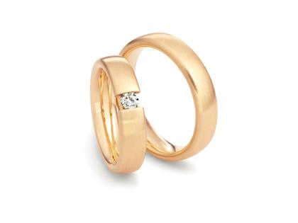 Max Kemper Trauring Paar Roségold 5,0mm gewölbt mit Brillant 0,150ct – Ringe Trauring mit Besatz aus 585 Rotgold.
