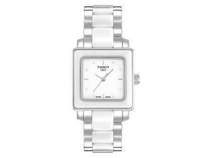Tissot Cera Damenuhr quadratisch weiB mit Diamanten kaufen