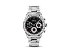 Union Glashütte Belisar Chronograph Automatik Edelstahl 40mm schwarzes Zifferblatt Metallband – Herrenuhren Chronograph aus Edelstahl. Das Gehäuse ist rund und silber. Das Edelstahlarmband ist silber. Das Zifferblatt ist arabisch Index und schwarz.