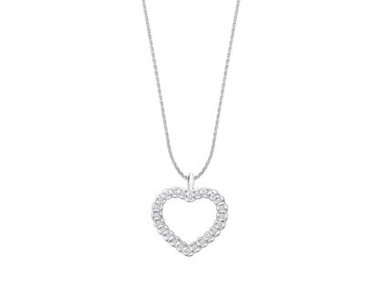 Giloy-Bellaluce Bella Luce Kette mit Anhänger Herz Weißgold 45cm mit Brillanten 0,120ct – Halsschmuck Kette mit Anhänger aus 585 Weißgold.