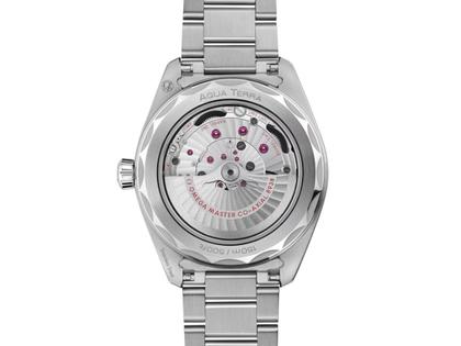 Omega Seamaster Aqua Terra 150M Automatik Edelstahl 43mm grünes Zifferblatt Metallband – Herrenuhren Uhr mit Datum aus 750 Gelbgold, Edelstahl und Keramik. Das Gehäuse ist rund und silber. Das Edelstahlarmband ist silber. Das Zifferblatt ist ein Index in grün. – Ansicht 2