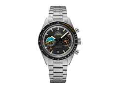 Omega Speedmaster Pilot Chronograph Automatik Edelstahl 40mm schwarzes Zifferblatt Metallband – Herrenuhren Chronograph aus Edelstahl. Das Gehäuse ist rund und silber. Das Edelstahlarmband ist silber. Das Zifferblatt ist ein Index in schwarz.