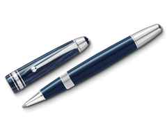 Montblanc The Origin Collection LeGrand Rollerball dunkelblaues Edelharz platinumbeschichtet – Schreibgeräte Rollerball in blau und aus Edelharz und platiniert.
