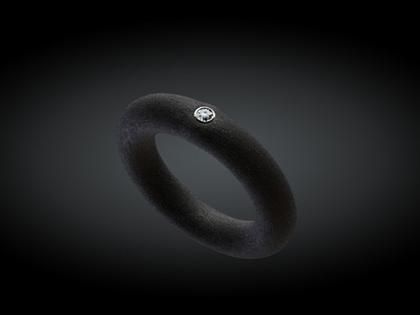 André Ribeiro Ring Kautschuk mit Brillant 0,03 – Ringe Ring mit Besatz aus 750 Weißgold, Kautschuk und und .