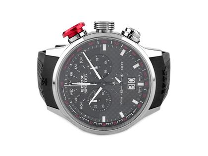 Juwelier Roller Edox Chronorally Chronograph Quarz Titan 48mm Kautschukband 38001-TIN-NRO3 Full Set Occasion – Herrenuhren Chronograph aus Titan. Das Gehäuse ist rund und silber. Das Kautschuk / Kunststoff / Silikon Armband ist schwarz. Das Zifferblatt ist ein Index in schwarz.