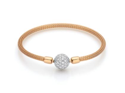 Jörg Heinz Flex-Armband Strumpfgeflecht Rotgold 16cm mit Silikonkern für Wechselschließe – Armschmuck Armband in roségold und aus 750 Rotgold und Kunststoff. – Ansicht 3