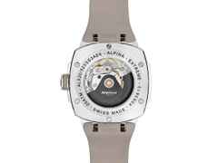Alpina Alpiner Extreme Automatik Edelstahl 39mm beiges Zifferblatt beiges Kautschukband – Herrenuhren Uhr mit Datum aus Edelstahl und Kautschuk. Das Gehäuse ist rund und silber. Das Kautschuk / Kunststoff / Silikon Armband ist beige. Das Zifferblatt ist ein Index in beige. – Ansicht 2