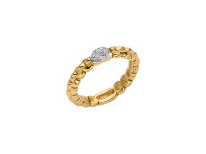 Fope Eka Tiny Ring schmal Gelbgold mit Diamanten Pave – Ringe Ring mit Besatz aus 750 Gelbgold.