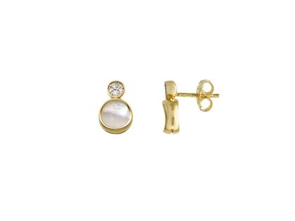 Chimento Armillas Glow Ohrstecker Gelbgold mit Brillanten 0,060ct und Perlmutt – Ohrschmuck Ohrstecker aus 750 Gelbgold.