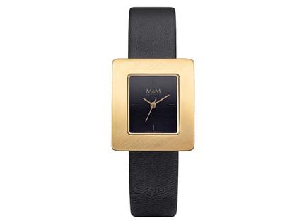 M&M M20201-415 Flat Steel IP-Gelbgold Lederband schwarz – Damenuhren Uhr ohne Datum aus Edelstahl, IP beschichtet und Leder. Das Gehäuse ist rechteckig und gelbgold. Das Lederarmband ist schwarz. Das Zifferblatt ist ein Index in grau.