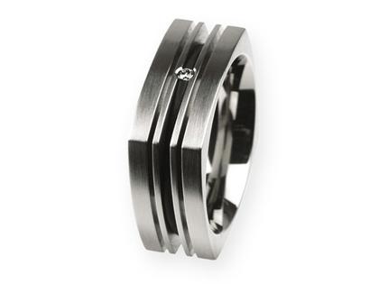 Ernstes Design R117 Damenring mit Brillant und Kautschuk – Ringe Ring mit Besatz aus Edelstahl, Kautschuk und und .