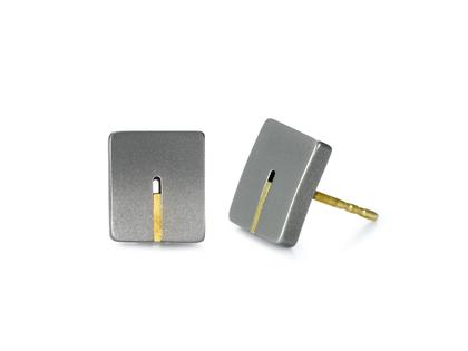 TitanFactory Rechteck Ohrstecker – Ohrschmuck Ohrstecker aus 750 Gelbgold, Titan und und .