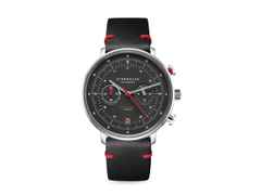 Sternglas Hamburg Chrono Edition Neuwerk Quarz Edelstahl 42mm graues Zifferblatt schwarzes Lederband – Herrenuhren Chronograph aus Edelstahl. Das Gehäuse ist rund und silber. Das Lederarmband ist schwarz. Das Zifferblatt ist arabisch Index und anthrazit.