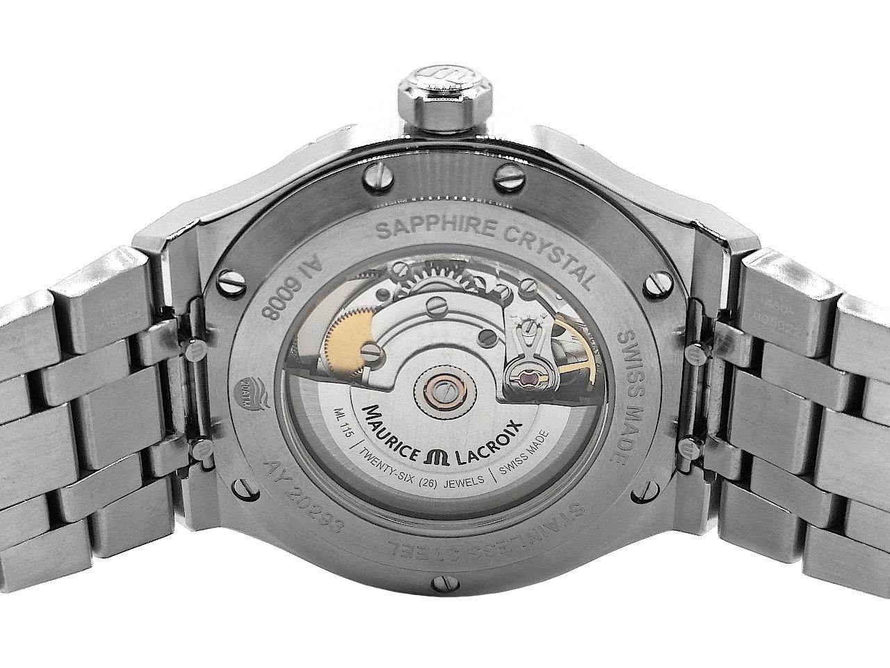 Maurice Lacroix Aikon Automatik Edelstahl 42mm blaues Zifferblatt Metallband AI6008-SS002-430-1 Full Set mit Garantie Occasion Refurbished – Herrenuhren Uhr mit Datum aus Edelstahl. Das Gehäuse ist rund und silber. Das Edelstahlarmband ist silber. Das Zifferblatt ist ein Index in blau. – Ansicht 2