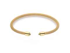 Jörg Heinz Flex-Armband Strumpfgeflecht Gelbgold 16cm mit Silikonkern für Wechselschließe – Armschmuck Armband in gelbgold und aus 750 Gelbgold und Kunststoff.