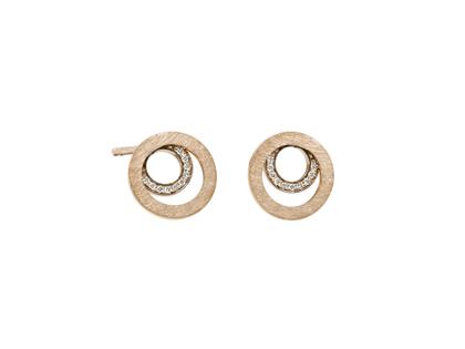 Schmuckwerk Saturn Ohrstecker Rotgold 10mm mit Brillanten 0,080ct – Ohrschmuck Ohrstecker in rotgold und aus 750 Rotgold.