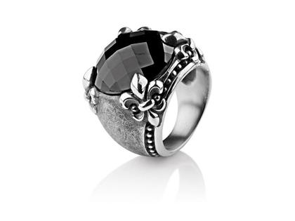 Drachenfels Design Lilienkönigin Lilienring groß Vintage Onyx – Ringe Ring aus 925 Silber.