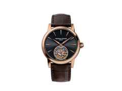Frederique Constant Classic Tourbillon Manufacture Limited Edition Automatik Roségold 39mm dunkles Zifferblatt braunes Lederband – Herrenuhren Uhr ohne Datum aus 750 Rotgold. Das Gehäuse ist rund und roségold. Das Lederarmband Kroko / Alligator ist braun. Das Zifferblatt ist ein Index in grau.