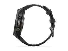Garmin Fenix 9 faserverstärktes Polymer 47mm digitales Display schwarzes Silikonband – Herrenuhren Uhr Multifunktion aus Kautschuk, Kunststoff und Titan. Das Gehäuse ist rund und grau. Das Kautschuk / Kunststoff / Silikon Armband ist schwarz. Das Zifferblatt ist digital und schwarz. – Ansicht 3