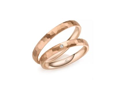 Gerstner Exclusiv-Kollektion Trauring Paar aus 750/- Mittelgold mit Brillanten 0,010ct – Ringe Trauring mit Besatz in roségold und aus 750 Gelbgold/Rotgold.