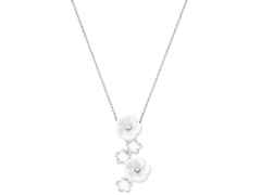 Meissen Blossom Blütencollier 5 Blüten Weißgold mit Brillanten und Meissen Porzellan – Halsschmuck Kette mit Anhänger aus 750 Weißgold.