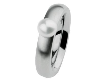 Ernstes Design R267 Damenring mit Perle – Ringe Ring mit Besatz aus Edelstahl.