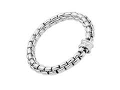 Fope Eka Flex'It  Armband breit Weißgold 1 Ronde mit Brillant 0,02ct M flexibel – Armschmuck Armband aus 750 Weißgold. – Ansicht 2