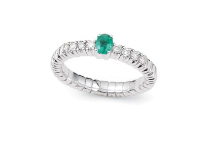 Silhouette Schmuck Tennis Flex Ring Saphire grün Weißgold – Ringe Ring mit Besatz aus 750 Weißgold.