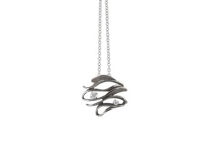 Cammilli Firenze Dune Collier Black Lava Gold mit Brillanten 0,140ct – Halsschmuck Kette mit Anhänger aus 750 Weißgold und und rhodiniert.