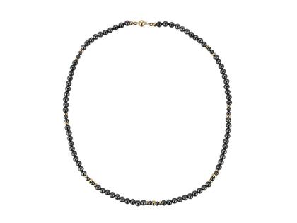 Juwelier Roller | Atelier Collier aus Hämatit-Kugeln mit Gelbgold-Rondellen 42cm – Halsschmuck Collier in schwarz und aus 585 Gelbgold.