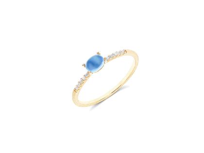 Nanis Dancing in the Rain Azure Ring Gelbgold London  Blue Topas klein – Ringe Ring mit Besatz aus 750 Gelbgold. – Ansicht 2