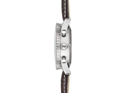 Sinn Spezialuhren 903 St II Navigationschronograph Automatik Edelstahl 41mm schwarzes Zifferblatt schwarzes Lederband – Herrenuhren Chronograph aus Edelstahl und Leder. Das Gehäuse ist rund und silber. Das Lederarmband ist schwarz. Das Zifferblatt ist arabisch Index und schwarz. – Ansicht 2