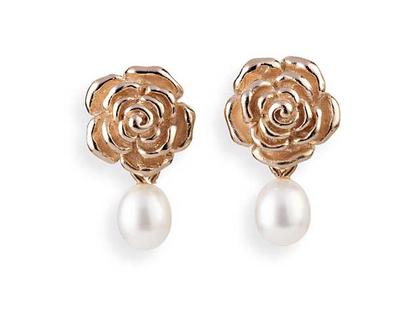 Drachenfels Design Rosenregen Ohrclip Ohrclip mit Perle klein Silber rosé – Ohrschmuck Ohrclip aus 925 Silber und und vergoldet.