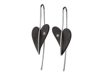 Ernstes Design Set 14 Edelstahl Schwarz beschichtet Herzohrhänger Brillant – Ohrschmuck Ohrhänger aus Edelstahl.