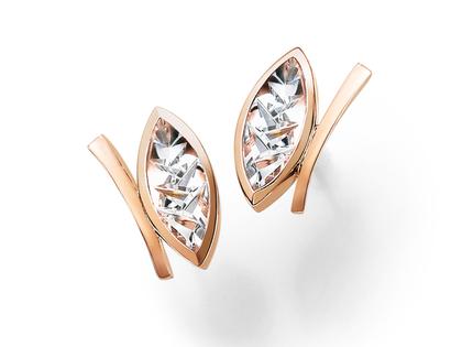 Cédé Munsteiner Ohrstecker Roségold mit weißem Bergkristall – Ohrschmuck Ohrstecker in roségold und aus 750 Rotgold.