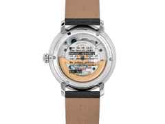 Frederique Constant Manufacture Slimline Moonphase Date Automatik Edelstahl 42mm silbernes Zifferblatt schwarzes Lederband limitiert – Herrenuhren Uhr mit Datum aus Edelstahl und Leder. Das Gehäuse ist rund und silber. Das Lederarmband Kroko / Alligator ist schwarz. Das Zifferblatt ist ein Index in silber. – Ansicht 2
