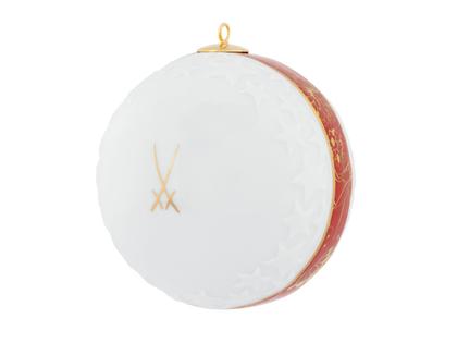 Meissen Baumschmuck Kugel "Meissen Christmas Original" rot mit goldener Öse – Porzellanwaren Porzellandekoration in weiß und aus Porzellan und vergoldet.
